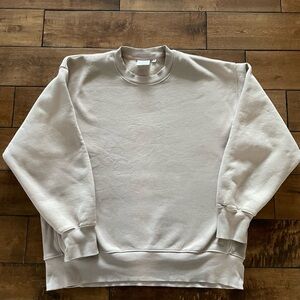 Aritzia Boyfriend Fit Beige Crewneck Sweater